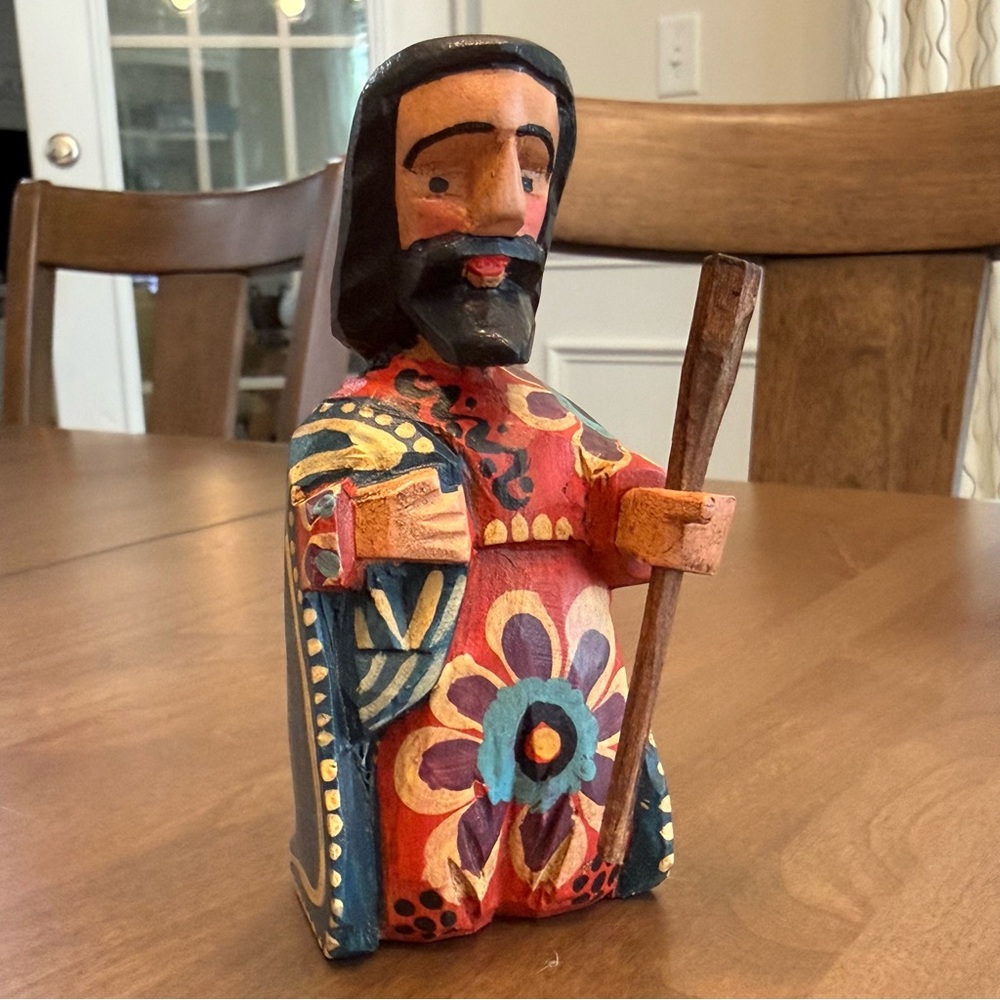 Hand-Painted Wooden Nativity Set - Multicolor Folk Art - Picture 7 of 13